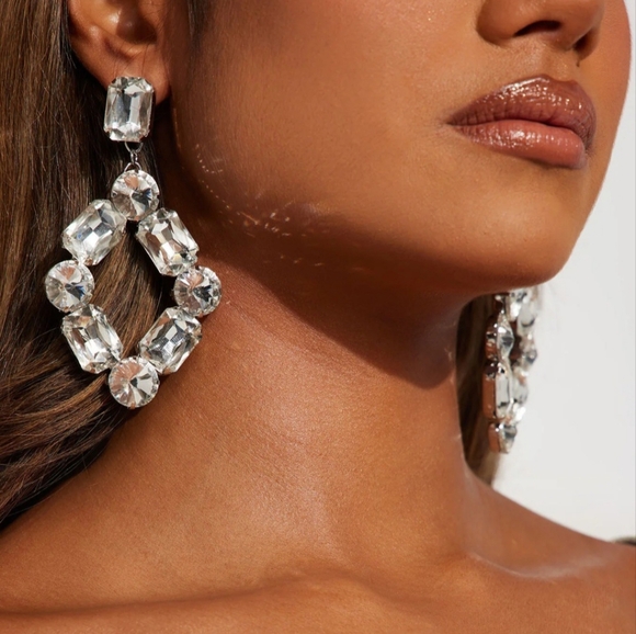 Sliver bedazzled earrings - Picture 2 of 3